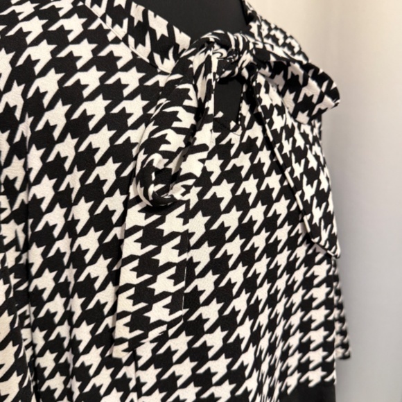 ⏰ Bedoar Vintage Black and White Plaid Bow Tie V-neck 3/4 sleeve dress w/pockets - Picture 4 of 5